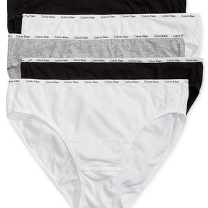 NEW 5 Pk Calvin Klein M Signature Cotton Bikini Set Black White & Gray Spell Out